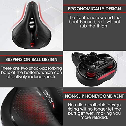 Comfortable Seat Cushion for Men Women with Dual Shock Absorbing Ball Memory Foam Waterproof Wide Bicycle Saddle Fit for Road Bikes