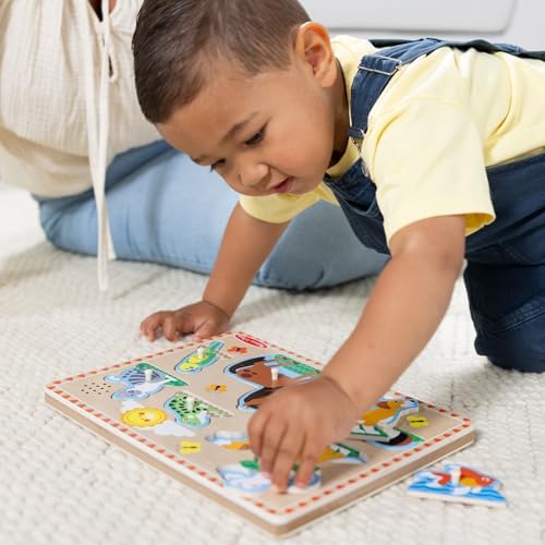 Melissa & Doug Pets Sound Puzzle - Wooden Peg Puzzle With Sound Effects (8 pcs)