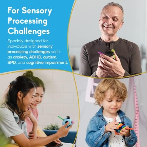 PILPOC theFube Fidget Cube with 12 Sides - Handy Anxiety Toys for Kids and Adults - Fidget Dice for Stress Relief & Focus - Anti Stress Cube for ADHD, ADD, with Carry Case (Light Blue & Mix)