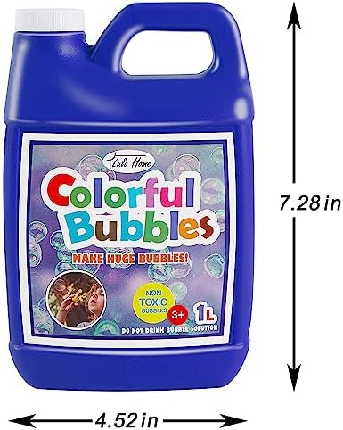 Lulu Home Concentrated Bubble Solution, 1 L/ 33.8 OZ Refill for Bubble Machines, Giant Wands, and Blowers - Up to 2.5 Gallons for Kids' Birthday Parties