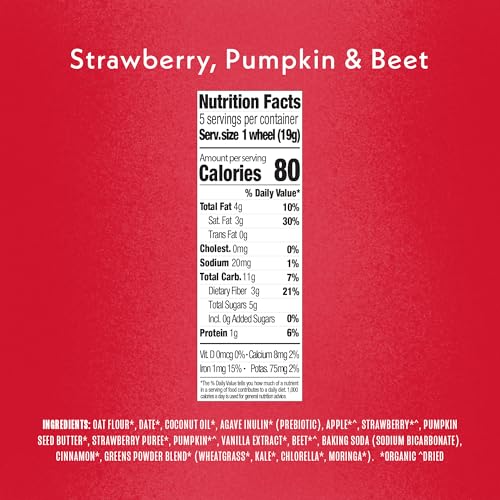 Once Upon A Farm Strawberry, Pumpkin & Beet Soft Baked Bar Snack, for Toddler, Tractor Wheels, No Added Sugar, Non GMO, 3.35 Ounces (Pack Of 8)