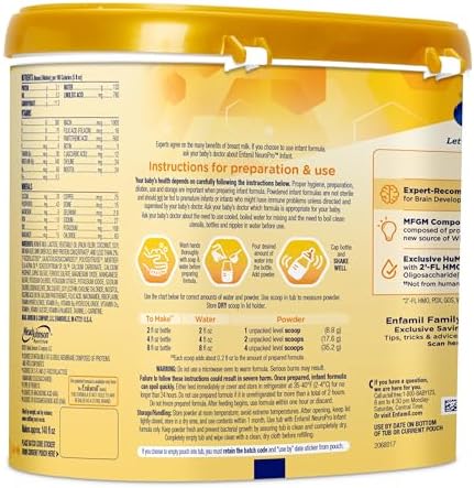 Enfamil NeuroPro Baby Formula, Milk-Based Infant Nutrition, MFGM* 5-Year Benefit, Expert-Recommended Brain-Building Omega-3 DHA, Exclusive HuMO6 Immune Blend, Non-GMO, 124.2 oz