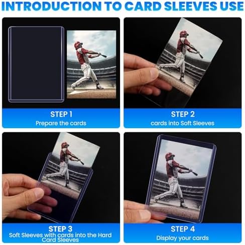 400 Card Sleeves Top Loaders for Cards, 3" x 4" Hard Plastic Toploaders, Baseball Card Protectors, Trading Card Holder for Football Sports Cards (200 Toploaders + 200 Penny Sleeves)