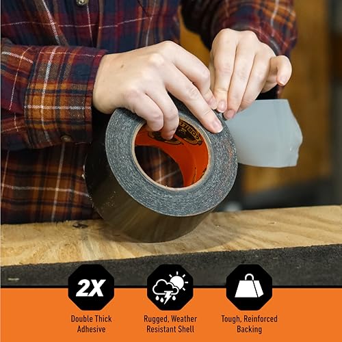 Gorilla Tape Tough & Wide, Black Tape, 2.88" x 25 yd (Pack of 4) - Heavy Duty and Weather Resistant for Indoor or Outdoor