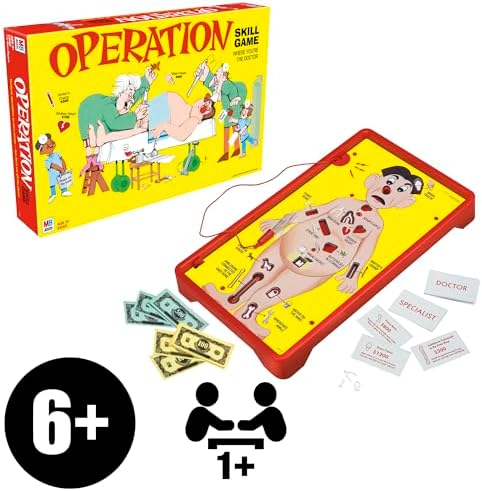 Operation Electronic Board Game, Family Games for Kids Ages 6+, Kids Board Games for 1+ Players, Funny Games for Kids, Kids Gifts (Amazon Exclusive)
