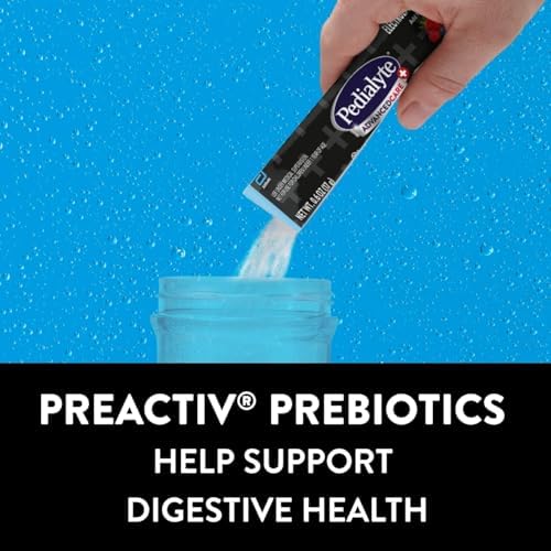 Pedialyte AdvancedCare Plus Electrolyte Powder, Has 33% More Electrolytes and PreActiv Prebiotics, Berry Frost, 100 Powder Packets