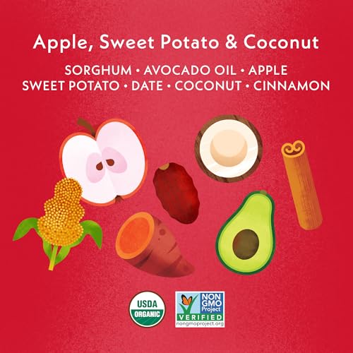 Once Upon A Farm Apple, Sweet Potato & Coconut Puffed Sorghum Snack, Fruit & Veggie Puffs, Non GMO, 1.5 Ounces (Pack Of 6)