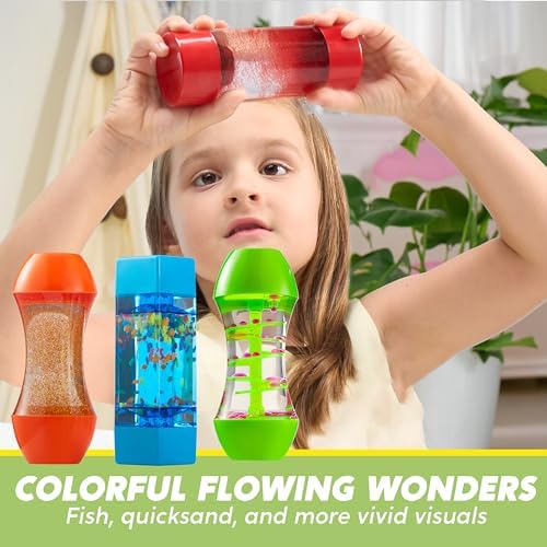 JOYIN 4-Pack Fidget Tubes for Kids, Sensory Tubes, Stress Relief Toy, Speech Therapy Materials, Calming Toys for Children with Autism, Calm Down Corner Classroom Supplies, School Gifts for Toddlers