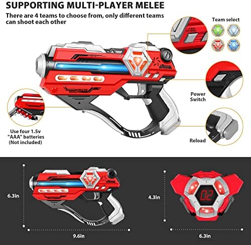 Laser Tag Guns Set of 4 Laser Tag Guns with Digital LED Score Display Vests,Gifts for Teens and Adults Boys & Girls,Adults and Family Fun,Gift for Kids Ages 8 9 10 11 12+Year Old Boy