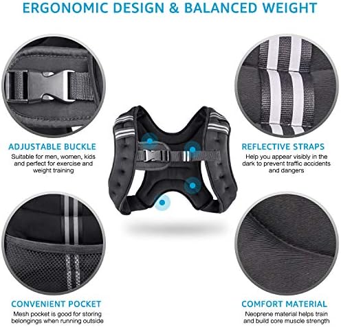 Weighted Vest Weight Vest for Men Women Kids Weights Included, Body Weight Vests Adjustable for Running, Training Workout, Jogging, Walking