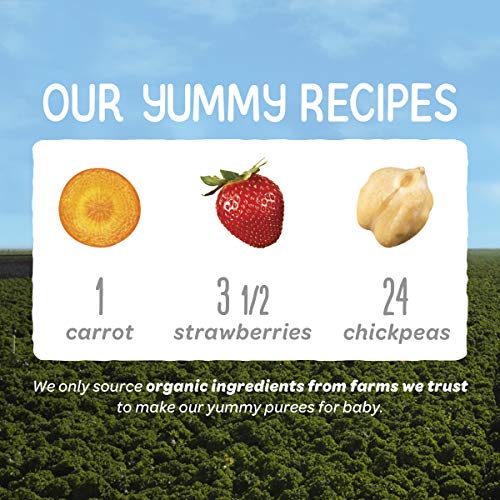 Happy Baby Organics Clearly Crafted Stage 2 Baby Food Carrots, Strawberries & Chickpeas, 4 Ounce Pouch (Pack of 16)