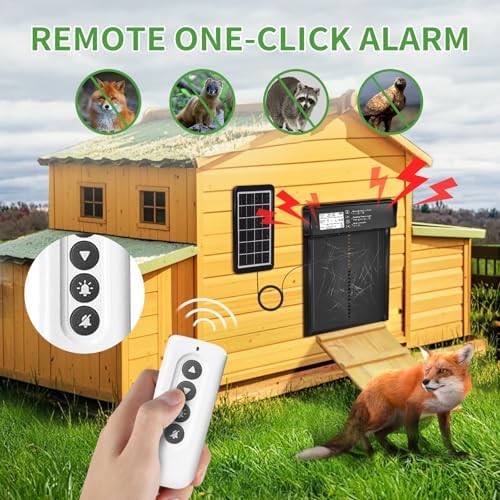 ONKO Automatic Chicken Coop Door Solar Powered with LCD Display, Automatic Chicken Door with Timer & Light Sensor - Remote Control, Anti-Pinch Safety Design & Durable Aluminum Alloy Construction