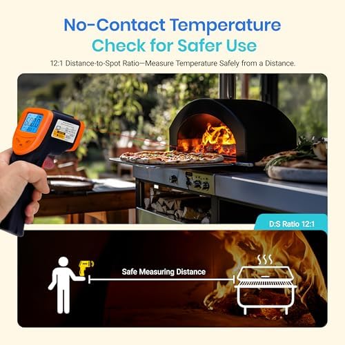 Etekcity Infrared Temperature Thermometer Gun, Laser Food Temp Gun for Pizza Oven, Griddle, Grill, Meat, Candy, Vehicle's Engine, Surface Temp Reader -58ยฐF to 842ยฐF, Orange