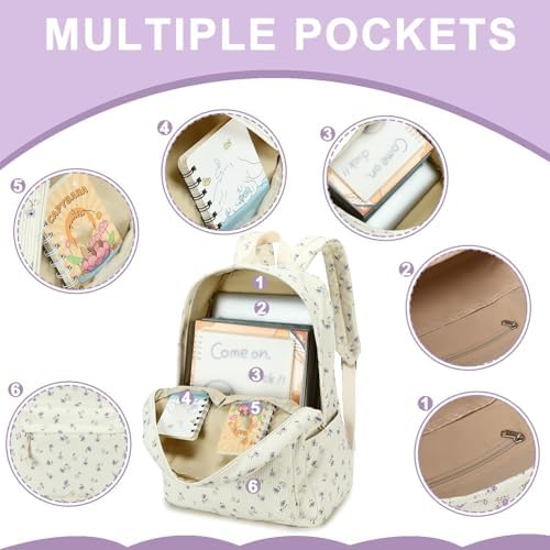 School Backpack for Teen Girls Bookbags Elementary High School Corduroy Laptop Bags Women Travel Daypacks
