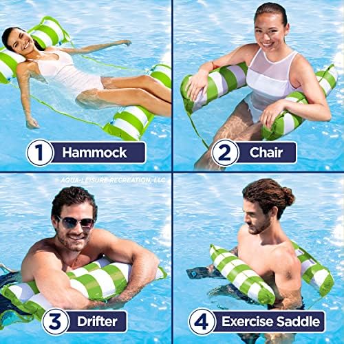 Aqua 4-in-1 Monterey Hammock Pool Float & Water Hammocks, 1-2-3-4 Multipacks – Multiple Colors/Styles – for Adults and Kids Floating