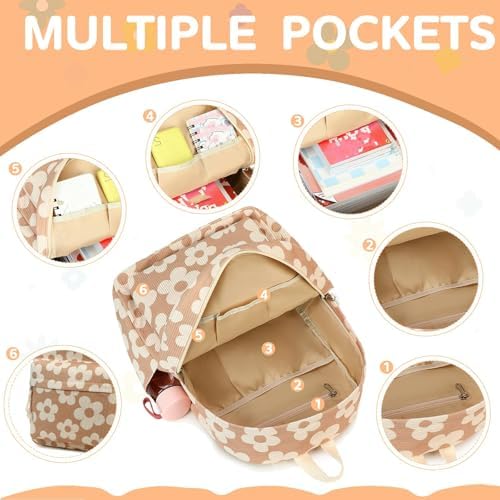 School Backpack for Teen Girls Bookbags Elementary High School Corduroy Laptop Bags Women Travel Daypacks