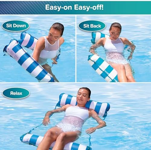Aqua 4-in-1 Monterey Hammock Pool Float & Water Hammocks, 1-2-3-4 Multipacks – Multiple Colors/Styles – for Adults and Kids Floating