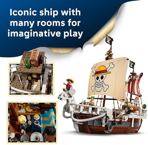 LEGO ONE Piece The Going Merry Pirate Ship Building Blocks - Pretend Play Adventure Toy for Boys & Girls, 10+ - Straw Hat Crew Toy Figures & Playset for Anime Fans - Gift Idea for Birthdays - 75639