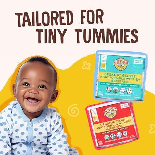 Earth's Best Organic Gentle Infant Formula for Babies 0-12 Months, Milk-Based Powder Formula with Iron, Omega-3 DHA, and Omega-6 ARA, 21 Ounce Container