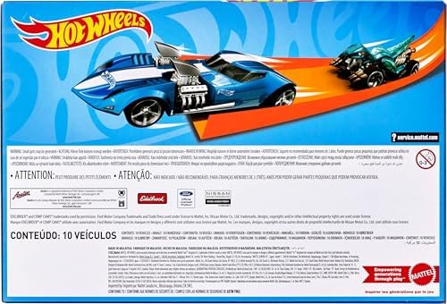 Hot Wheels Toy Trucks 10-Pack, Set of 10 Die-Cast 1:64 Scale Utility, Racing & Other Pickups or Vans, Modern & Retro Models (Styles May Vary)
