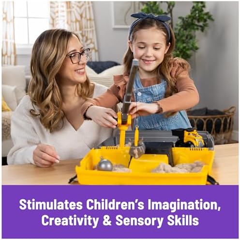 Kinetic Sand, Construction Site Folding Sandbox with 2lbs Play Sand & Toy Truck, Sensory Toys for Kids & Classroom, Back to School Teacher Must Haves