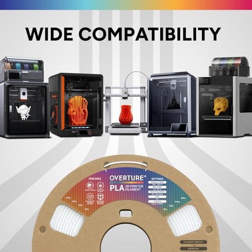 OVERTURE PLA Filament 1.75mm, Neatly Wound 3D Printer Filament 1kg Spool (2.2lbs), Dimensional Accuracy +/- 0.02 mm, Fit Most FDM 3D Printers (Cold White 1-Pack)