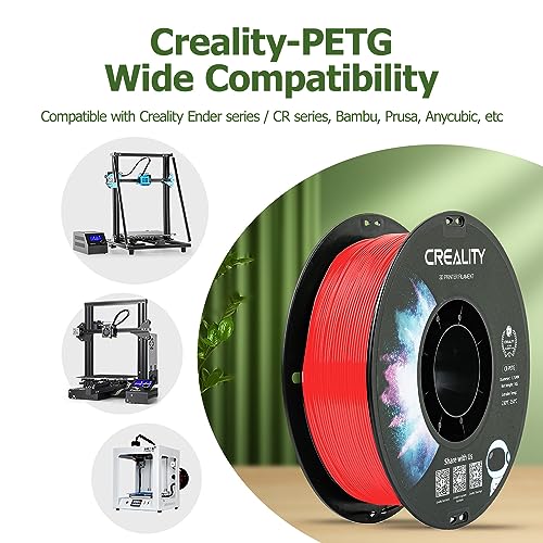 Official Creality PETG 3D Printer Filament 1.75mm 1KG (2.2lbs), High Precision, Strong Toughness, Odorless, Better Flow, Moistureproof 3D Printing CR PETG Filament, Red