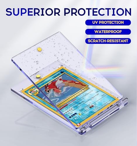 50ct Magnetic Card Holder, 35pt One Touch Card Holder, U-V Protectors Hard Plastic for Trading Cards, Magnet Case, Sports, Game, Football, Baseball Cards Holder