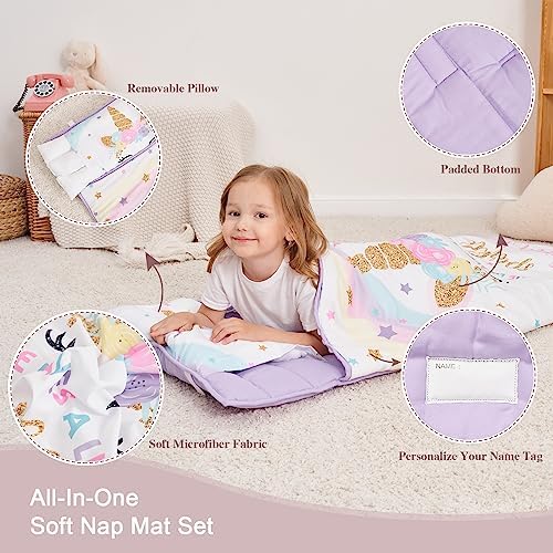Extra Large Toddler Nap mat by Cokouchyi, Toddler Sleeping Bag with Removable Pillow, Measures 53 x 21 x 1.5 Inches, Sleeping Mat, Ideal for Daycare and Preschool Kindergarten