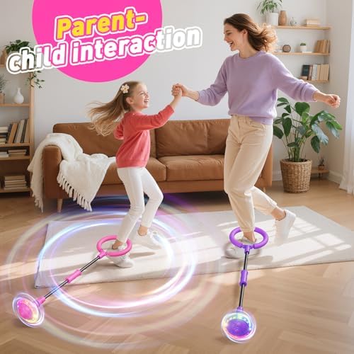 HopeRock Skip Ball Toy for Girls Ages 6-10,Girl Birthday Gifts,3 Fun Modes,Flashing Light-Up Wheel,LED Digital Counter,Replaceable Battery,Girl Birthday Gifts for Age 6-10+,Fun Outdoor Girl Toys-Pink