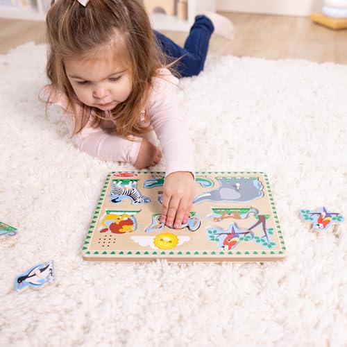 Melissa & Doug Zoo Animals Sound Puzzle - Wooden Peg Puzzle with Sound Effects (8 pcs)