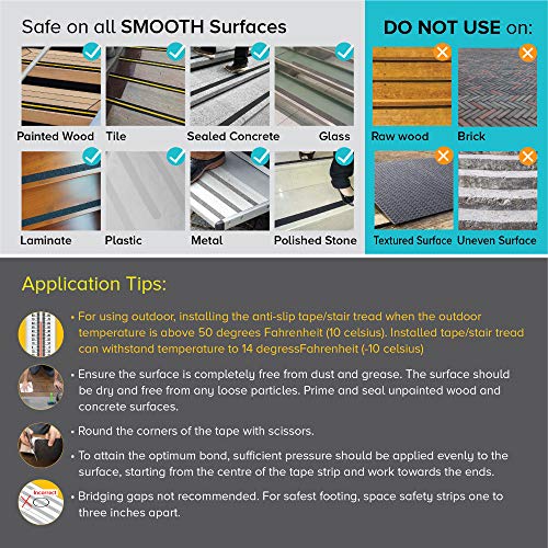 Anti Slip Traction Tape, 6 Inch x 30 Foot - Best Grip, Friction, Abrasive Adhesive for Stairs, Tread Step, Indoor, Outdoor (6" X 30')