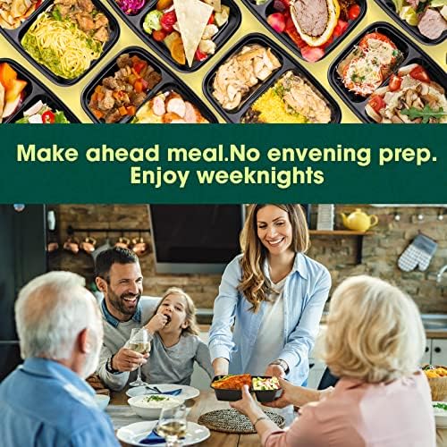 Glotoch 50 Pack 32 oz Meal Prep Containers Reusable, 2 Compartment Food Containers with Lids To Go Containers, Lunch-Microwave,Freezer,Dishwasher Safe