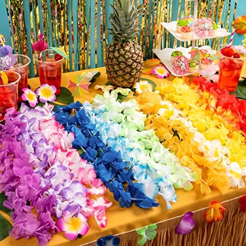Joyin Toy 36 Counts Hawaiian Leis Bulk, Tropical Flower Lei Hawaiian Lei Beach Hawaii Luau Party Favors Decoration Birthday Party Supplies(3 Dozen)