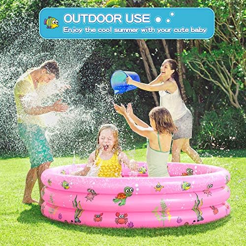 Garden Round Inflatable Baby Swimming Pool, Portable Inflatable Child/Children Little Pump Pool,Kiddie Paddling Pool Indoor&Outdoor Toddler Water Game Play Center for Kids/Girl/Boy