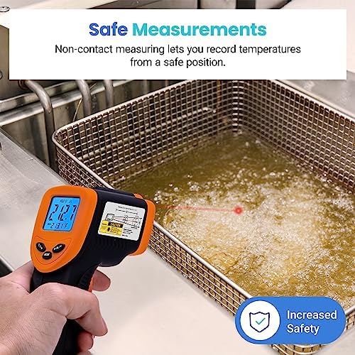Etekcity Infrared Temperature Thermometer Gun, Laser Food Temp Gun for Pizza Oven, Griddle, Grill, Meat, Candy, Vehicle's Engine, Surface Temp Reader -58ยฐF to 842ยฐF, Orange