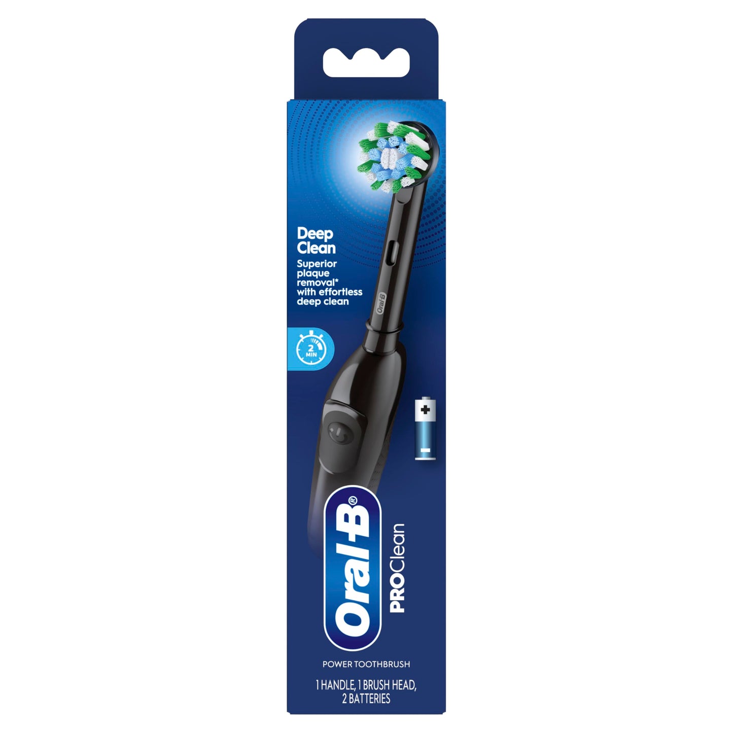 Oral-B Pro 100 CrossAction, Battery Powered Toothbrush, Black, 1 Count (Pack of 1)