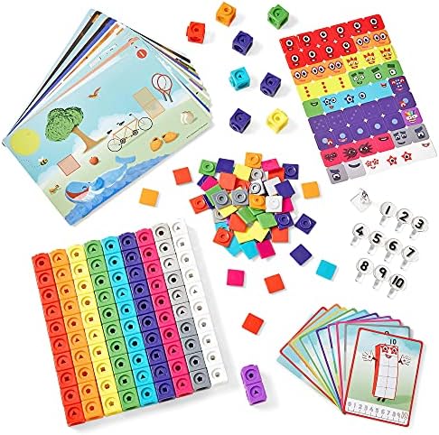 hand2mind MathLink Cubes Numberblocks 1-10 Activity Set, 30 Preschool Learning Activities, Counting Blocks, Linking Cubes, Educational Toys for Kids, Number Games, Math Manipulatives Kindergarten
