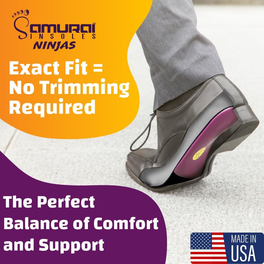 Samurai Insoles Ninjas Plantar Fasciitis Relief Insoles - Podiatrist Designed, Orthotic Lab Made in The USA Arch Support Shoe Insert for Mens 11-11.5 or Womens 13-13.5