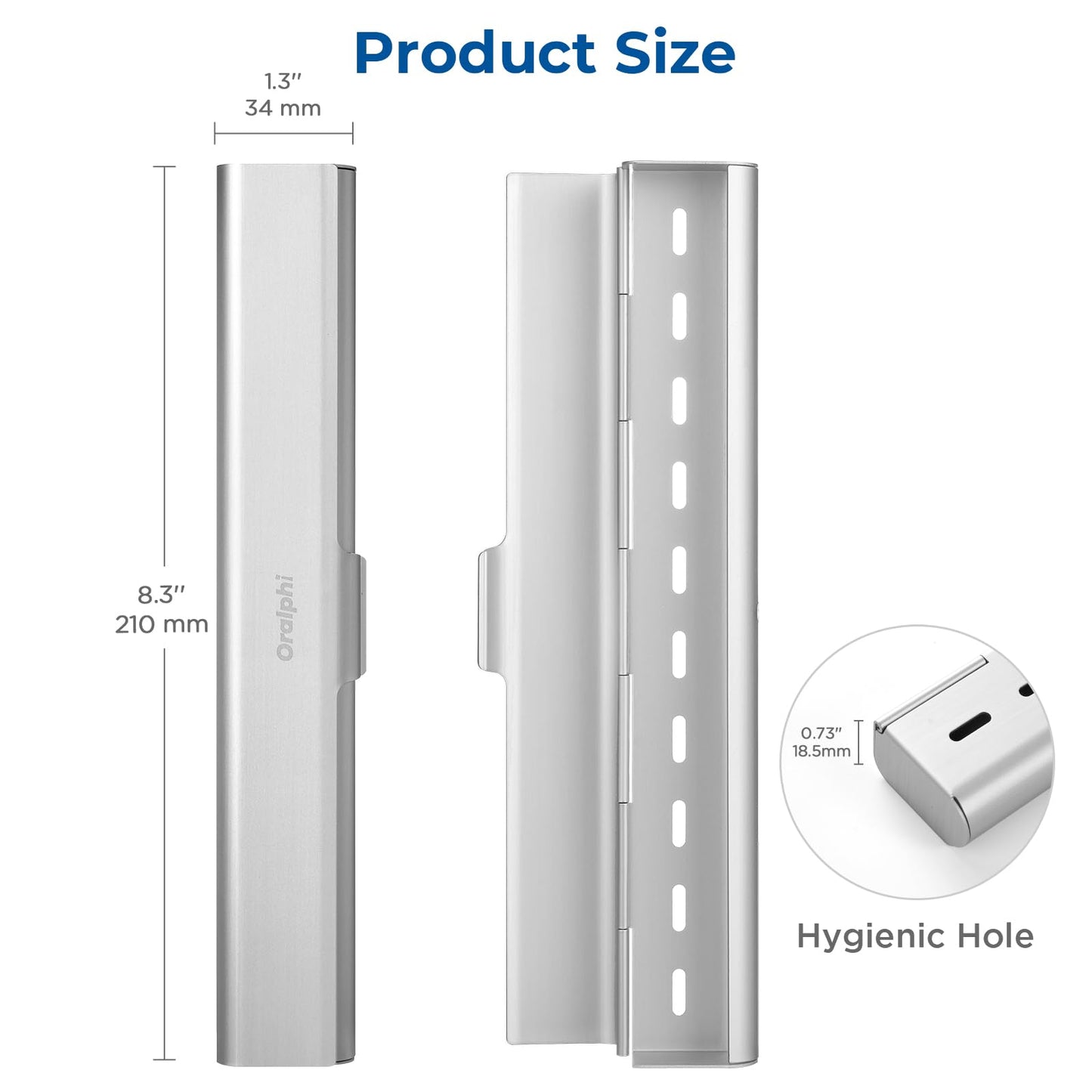 Oralphi 2 Pack Aluminum Toothbrush Travel Case, Portable Travel Toothbrush Holder, Durable Manual Toothbrush Box Container for Traveling, Bathroom, Camping, Business Trip