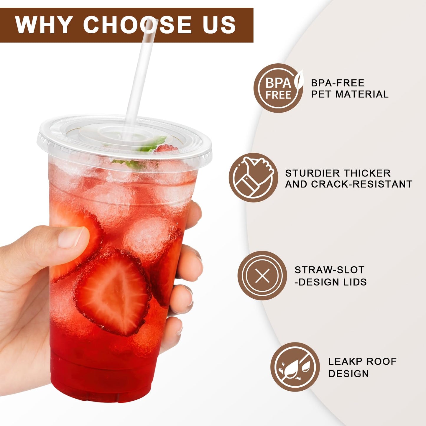 Lamosi 100 Pack 20 oz Clear Plastic Cups with Lids and Straws, Disposable Iced Coffee Cups with Lids for To-Go Cold Drinks, Smoothies and Slushie