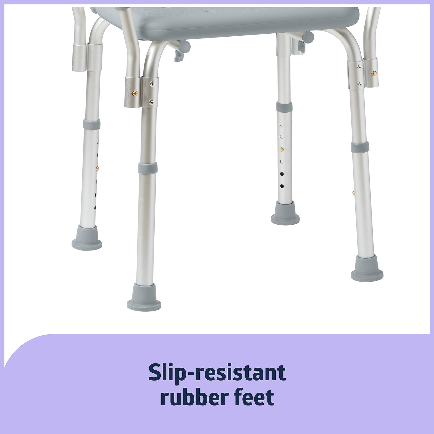 Medline Shower Chair with Backrest and Padded Armrests - 350 lb. capacity, Bath Bench, Seat, Stool for Independent Adult, Seniors, Elderly & Disabled Patients