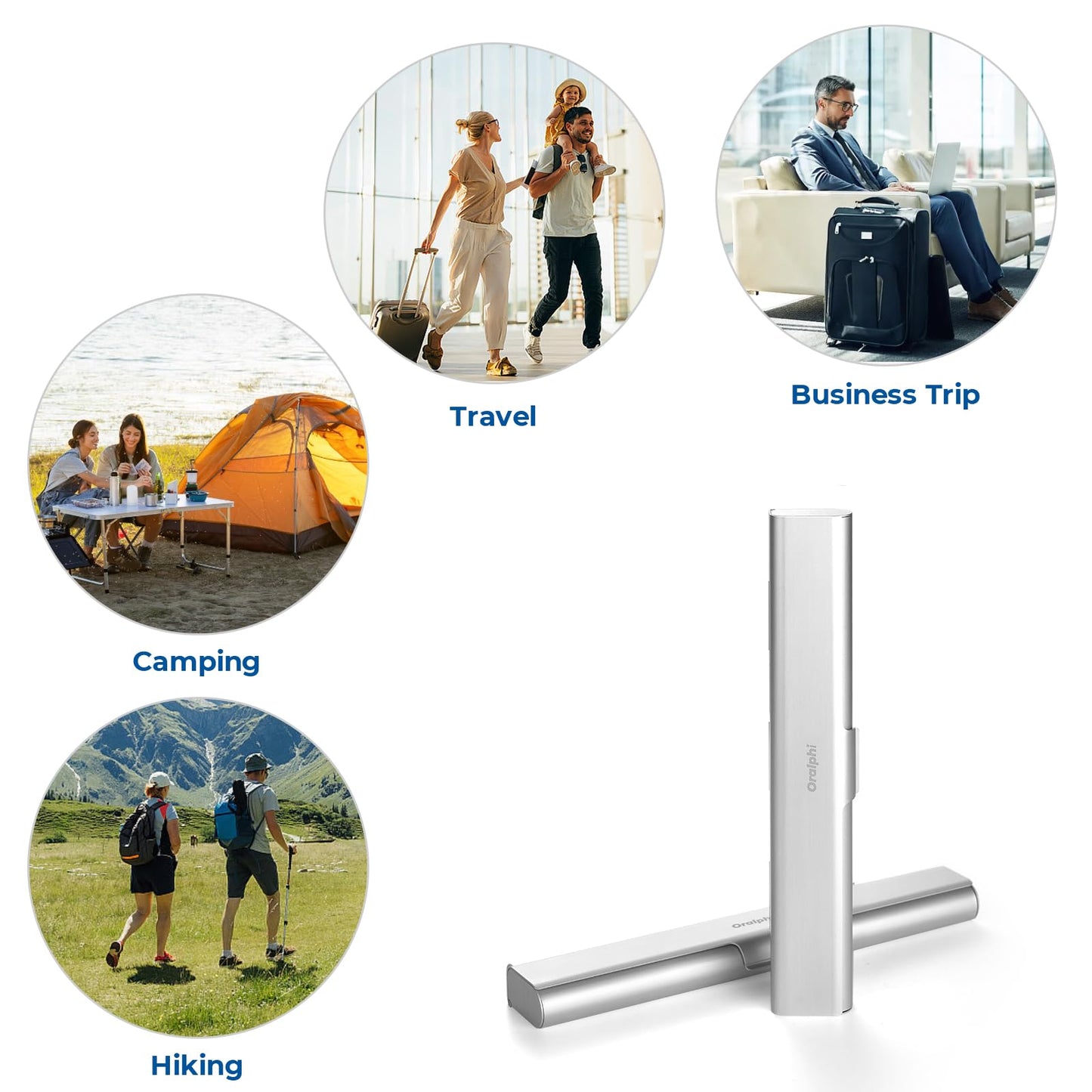 Oralphi 2 Pack Aluminum Toothbrush Travel Case, Portable Travel Toothbrush Holder, Durable Manual Toothbrush Box Container for Traveling, Bathroom, Camping, Business Trip
