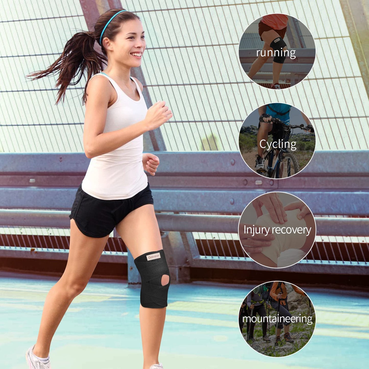 Galvaran Knee Brace with Side Stabilizers for Meniscal Tear Knee Pain ACL MCL Arthritis Injuries Recovery, Breathable Adjustable Knee Support for Men and Women (X-Large, Black)
