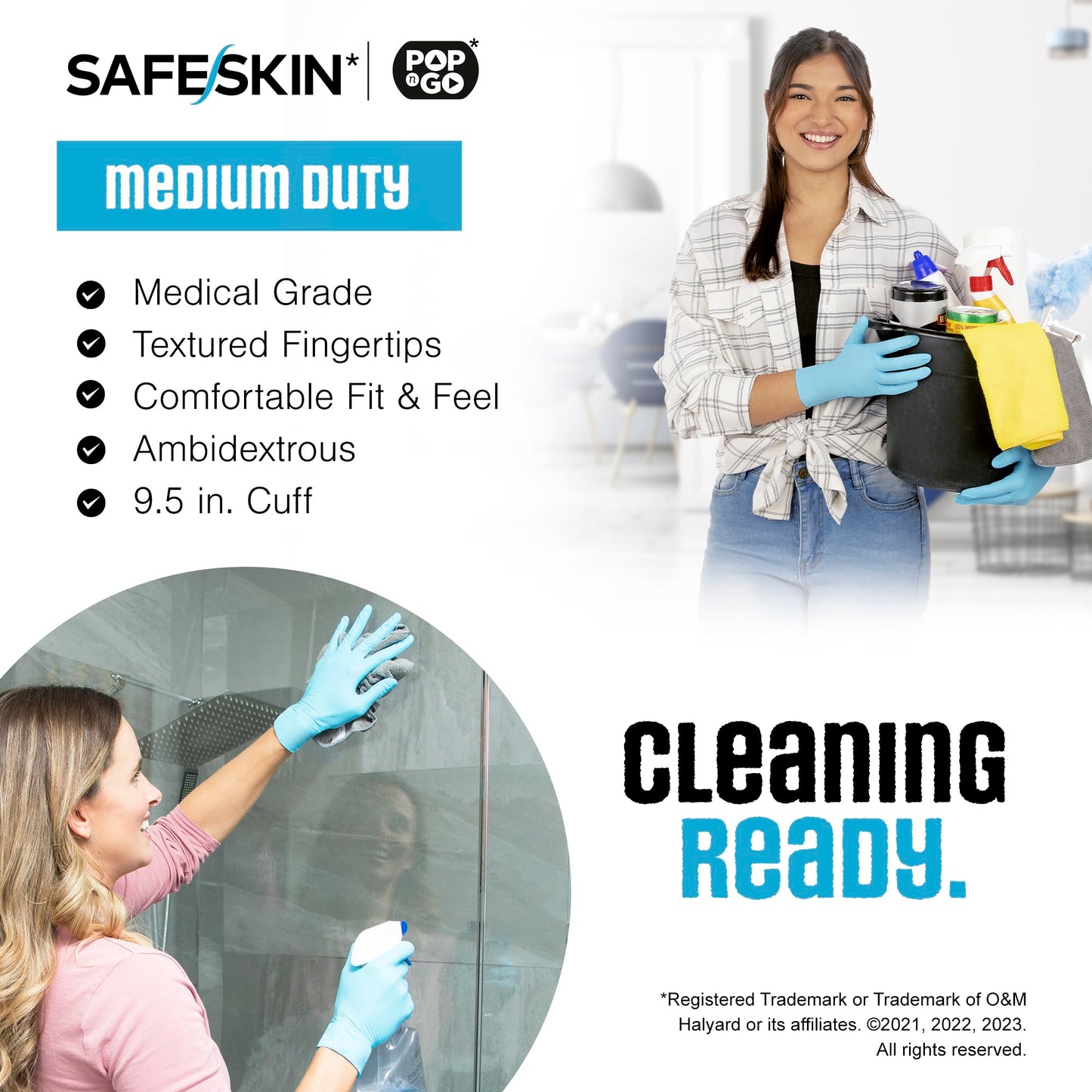 SAFESKIN Nitrile Disposable Gloves in Pack of 200, Medium Duty, Small Size, Powder Free - Food Handling, First Aid, Cleaning
