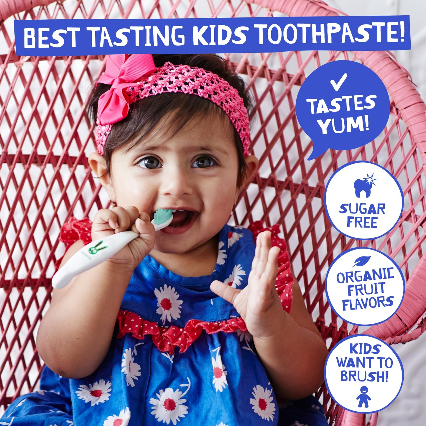 Jack N' Jill Natural Toothpaste for Baby and Infants - Fluoride Free Training Toothpaste, 40% Xylitol, BPA Free - Raspberry, 1.76 oz (Pack of 2)