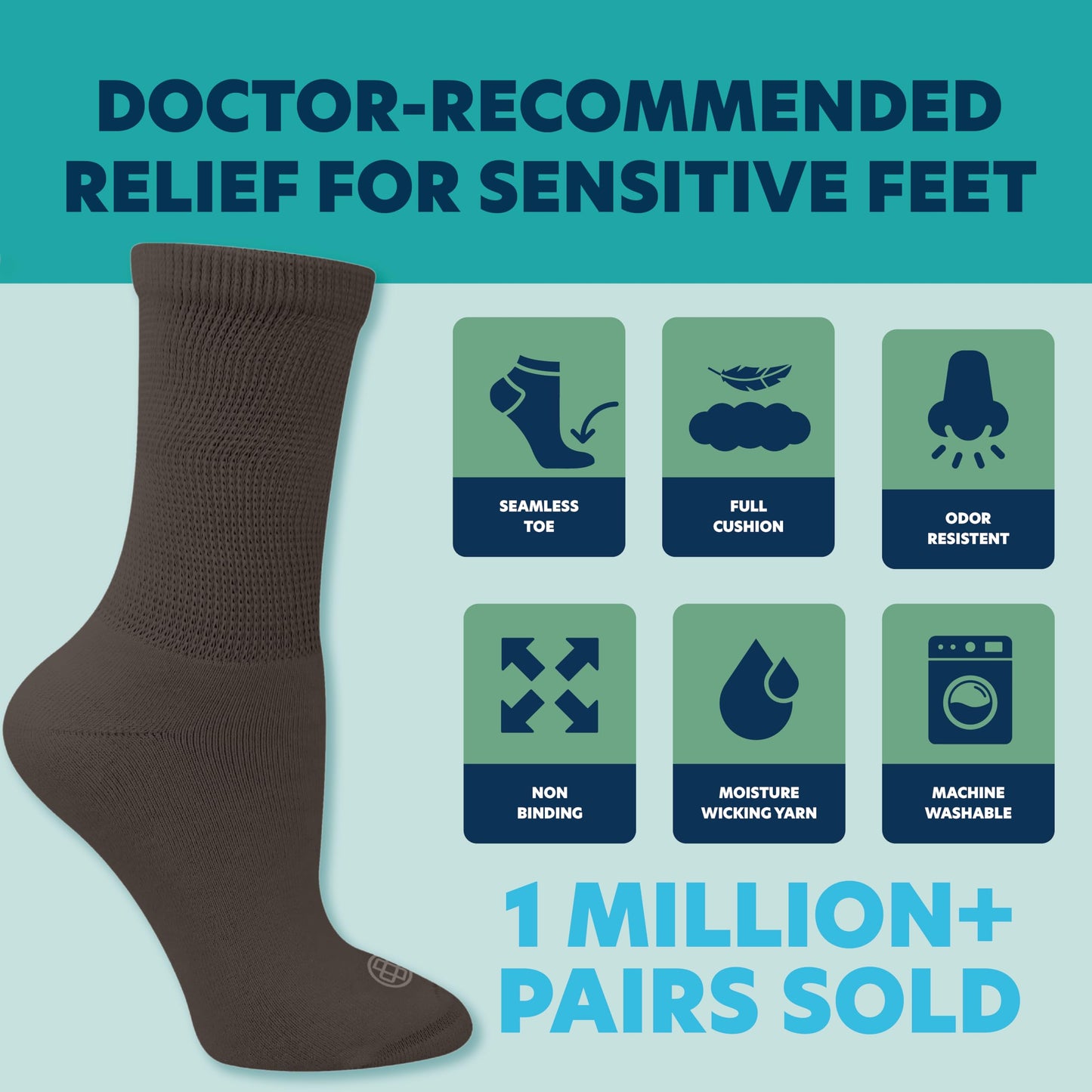Doctor's Choice Diabetic Socks for Men, Seamless with Non Binding Top Neuropathy Socks, designed with Soft Stretch and Full Cushion for a Comfortable Fit, 13-15 X-Large, 4 Pairs (Marbled Brown)