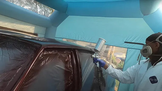 Painting my Box Chevy Caprice in an inflatable paint booth by using MYTESTTOOLS spray gun！