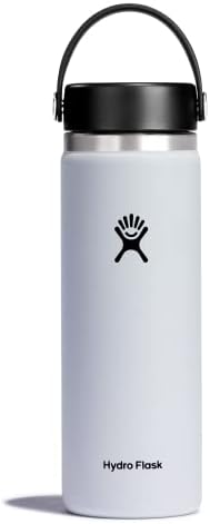 Hydro Flask Water Bottle - Insulated Stainless Steel - Wide Mouth Flex Lid, Non Spill, Leakproof and Refillable in 20 Oz