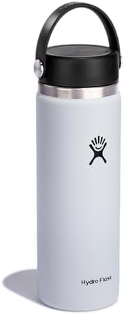 Hydro Flask Water Bottle - Insulated Stainless Steel - Wide Mouth Flex Lid, Non Spill, Leakproof and Refillable in 20 Oz